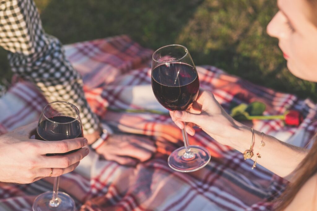 romantic picnic in paris with red wine